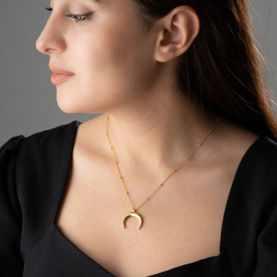 Sterling Silver Crescent Moon Phase Pendant Necklace, Celestial Ball Chain Jewelry, Dainty Mom Necklace