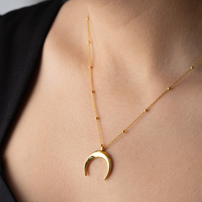 Sterling Silver Crescent Moon Phase Pendant Necklace, Celestial Ball Chain Jewelry, Dainty Mom Necklace