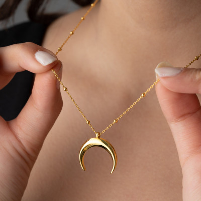 Sterling Silver Crescent Moon Phase Pendant Necklace, Celestial Ball Chain Jewelry, Dainty Mom Necklace