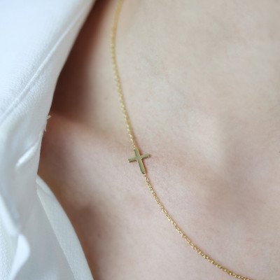 Religious Cross Letter Clavicle Necklace - Sideways Cross Necklace Gift