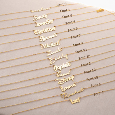 Personalized 14k Gold Name Necklace - Minimalist Christmas Gifts for Women - Custom Nameplate Pendant in Silver -