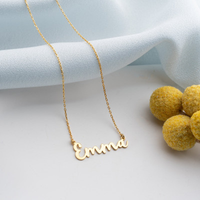 Personalized 14k Gold Name Necklace - Minimalist Christmas Gifts for Women - Custom Nameplate Pendant in Silver -