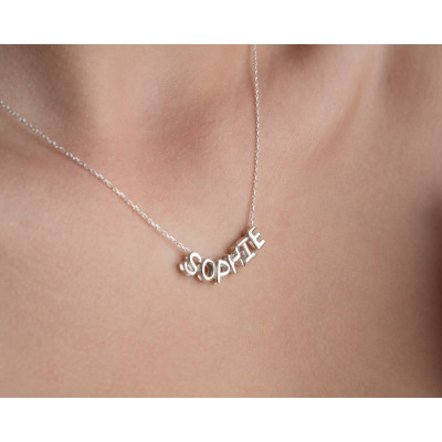 Personalized 3D Bubble Name Necklace - Custom Silver 3D Letter Pendant with Balloon Initials -