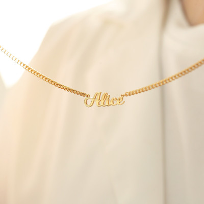 Personalized Gold Name Necklace - Custom Curb Chain Pendant, Bridesmaid Wedding Gift, Birthday Present