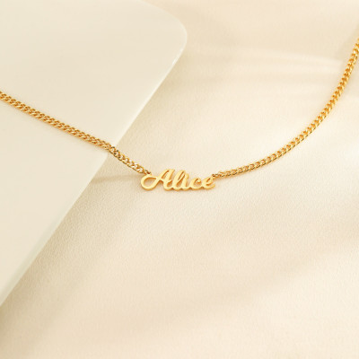 Personalized Gold Name Necklace - Custom Curb Chain Pendant, Bridesmaid Wedding Gift, Birthday Present