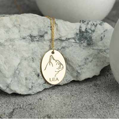 Personalized Dog Head Name Necklace - Pet Memorial Jewelry for Dog Moms - Best Friend Gift - Custom Dog Name Pendant Necklace