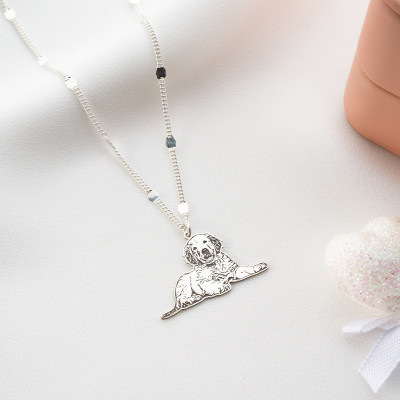 Personalized Pet Photo Necklace Dog Mom Memorial Jewelry Engraved Dog Cat Picture Pendant