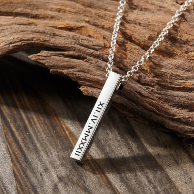 Personalized Men's Engraved Bar Necklace Stainless Steel Jewelry - Ideal Gift for Dad or Boyfriend in Silver or Gold (UK)