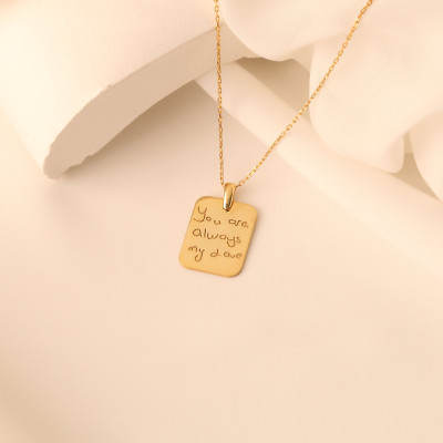 Personalized Gold Handwriting Necklace - Custom Signature Memorial Jewelry for Couples - Valentine's Gift