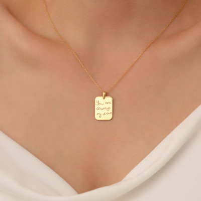 Personalized Gold Handwriting Necklace - Custom Signature Memorial Jewelry for Couples - Valentine's Gift