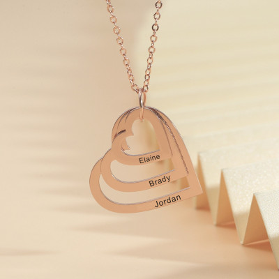 Personalized Family Name Heart Necklace for Mum - Custom Engraved Children's Names - Mother's Day Gift