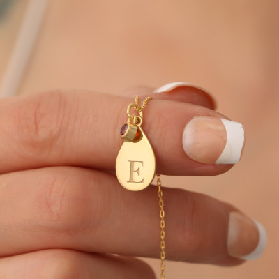 Personalized Birthstone Name Necklace - Custom Engraved Jewelry Gift