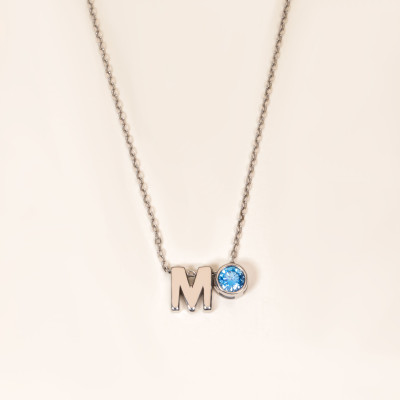 Custom Birthstone Letter Necklace, Personalized Name Jewelry, Dainty Initial Necklace, Mother's Day Gift