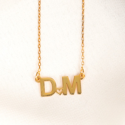 Gold Filled Custom Heart Necklace with Two Initials - Perfect Valentine's Gift for Mom in