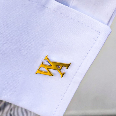 Personalized Gold-Filled Initial Cufflinks for Men, Custom Monogram Gift