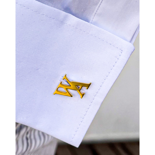 Personalized Gold-Filled Initial Cufflinks for Men, Custom Monogram Gift