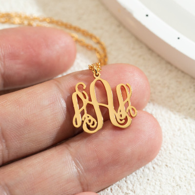 Personalized Custom Monogram Necklace, Dainty Three Initials Name Necklace, Family Initial Pendant, Mother's Day Gift for Mom