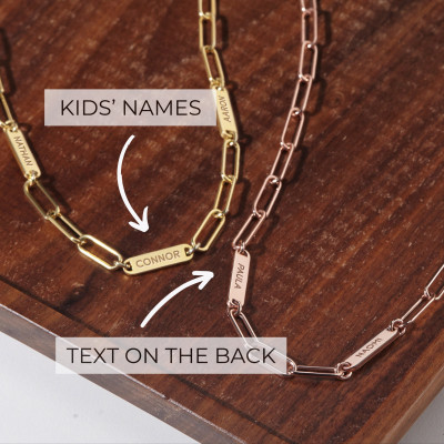 Personalized Family Name Necklace with Kids Names – Elegant Gold, Silver, Rose Gold Jewelry Gift for Mom or Grandmother