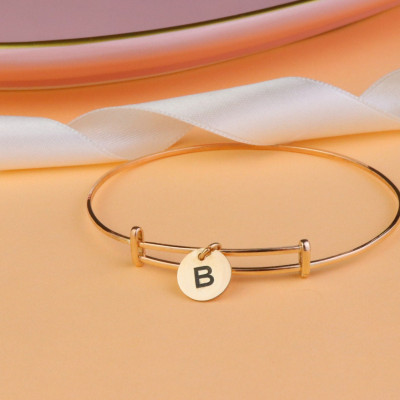 Personalized Name Bracelet, Couple Initial Charm Bangle, Silver Gold Valentine's Gift, Custom Christmas Present for Her,