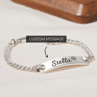 Personalized Gold Nameplate Bracelet - Engraved Custom ID Bracelet for Her, Gift for Wife, Girlfriend, Mom