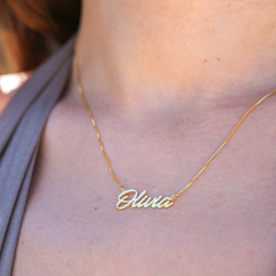 Personalized 14K Gold Name Necklace with Box Chain - Custom Name Jewelry Gift for Her