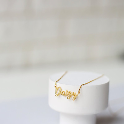 Personalized 14K Gold Name Necklace with Box Chain - Custom Name Jewelry Gift for Her