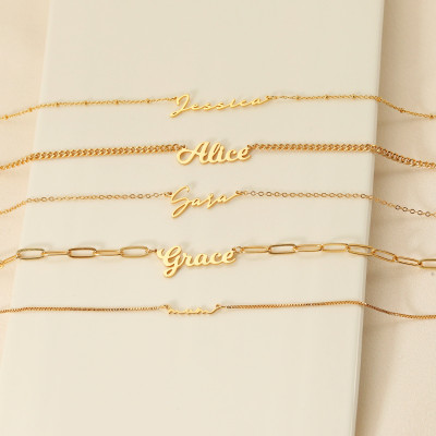 18K Gold Plated Custom Name Necklace for Mom - Personalized Handmade Jewelry, Birthday & Christmas Gifts for Her