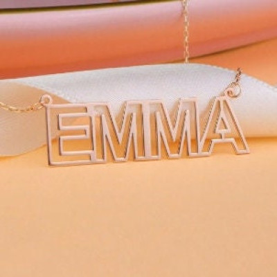 Personalized Custom Name Necklace, Large Initial Necklace, Mother's Day Gift, Gift for Him, Sterling Silver, Rose Gold & Gold Plated, Bridesmaid Gift