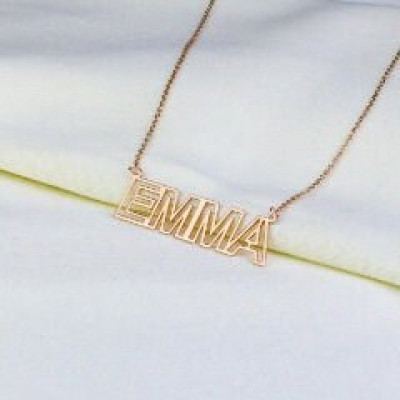 Personalized Custom Name Necklace, Large Initial Necklace, Mother's Day Gift, Gift for Him, Sterling Silver, Rose Gold & Gold Plated, Bridesmaid Gift