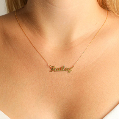 Personalized Gold Name Necklace - Angel Number Custom Nameplate Jewelry - Christmas Gift for Moms