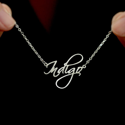 Personalized Sterling Silver Cursive Name Necklace - Custom Signature Jewelry Gift for Her or Mom