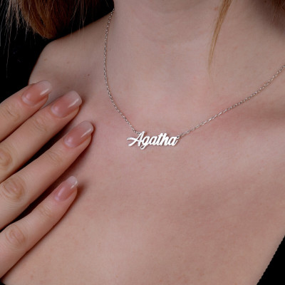 Personalized Sterling Silver Name Necklace - Minimalist Custom Nameplate Jewelry for Women