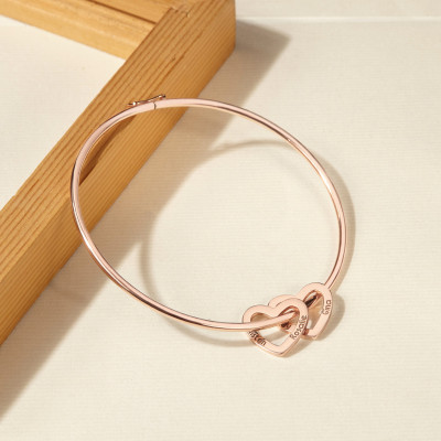 Personalized Mother's Bracelet with Engraved Names & Dates - Silver, Gold, Rose Gold Mom Bangle