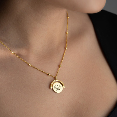 Personalized Pet Memorial Necklace with Engraved Dog Photo and Name - Customizable Picture Pendant