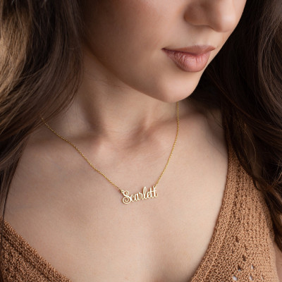 Personalized 14k Gold Name Necklace for Women, Minimalist Custom Nameplate Jewelry, Gift for Her