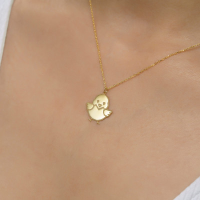 Gold Plated Cute Chick Necklace for Women - Mother's Day Jewelry Gift