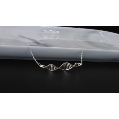 18K Rose Gold Plated Sterling Silver DNA Helix Necklace - Science Pendant Gift for Bridesmaids & Doctors - Valentine's Day