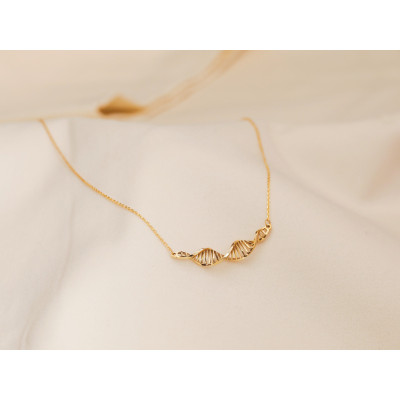 18K Rose Gold Plated Sterling Silver DNA Helix Necklace - Science Pendant Gift for Bridesmaids & Doctors - Valentine's Day