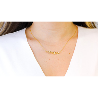 18K Rose Gold Plated Sterling Silver DNA Helix Necklace - Science Pendant Gift for Bridesmaids & Doctors - Valentine's Day