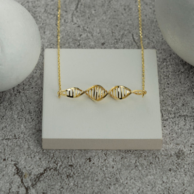 Gold & Rose Gold Plated DNA Molecule Necklace and Earrings - Science Jewelry, Doctor Gift, Mother's Day