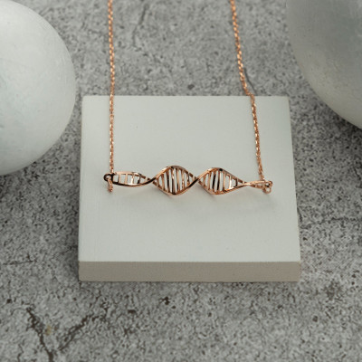 Gold & Rose Gold Plated DNA Molecule Necklace and Earrings - Science Jewelry, Doctor Gift, Mother's Day