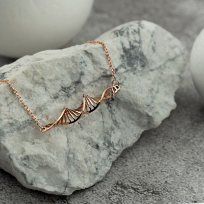 Gold & Rose Gold Plated DNA Molecule Necklace and Earrings - Science Jewelry, Doctor Gift, Mother's Day