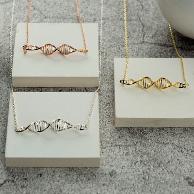 Gold & Rose Gold Plated DNA Molecule Necklace and Earrings - Science Jewelry, Doctor Gift, Mother's Day