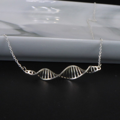 Rose Gold Silver Plated Double Helix Necklace - DNA Science Pendant, Mother's Day & Doctor Gifts for Her