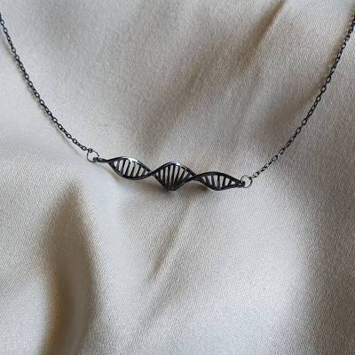 Rose Gold Silver Plated Double Helix Necklace - DNA Science Pendant, Mother's Day & Doctor Gifts for Her