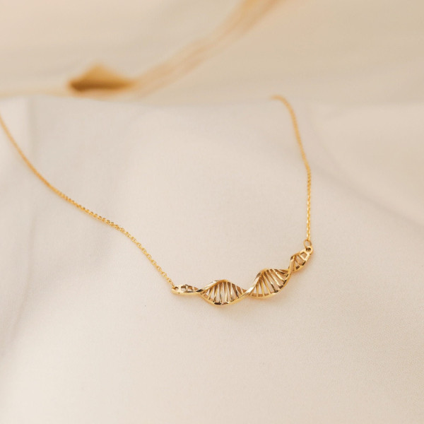 Rose Gold Silver Plated Double Helix Necklace - DNA Science Pendant, Mother's Day & Doctor Gifts for Her