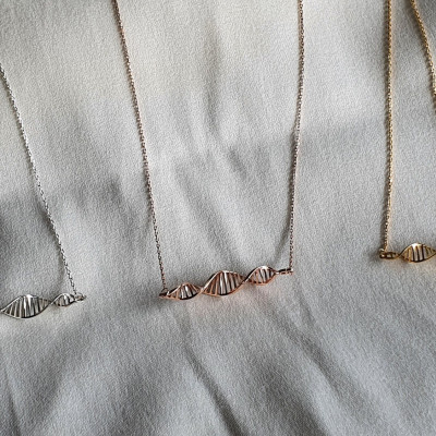 Rose Gold Silver Plated Double Helix Necklace - DNA Science Pendant, Mother's Day & Doctor Gifts for Her