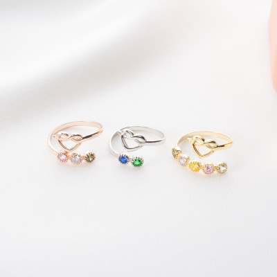 December Birthstone Stacker Ring - Rose Gold Citrine Love Knot Heart Ring Infinity Knot