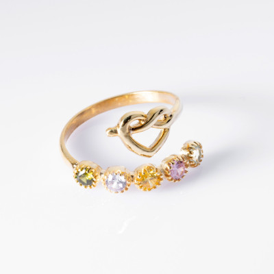 December Birthstone Stacker Ring - Rose Gold Citrine Love Knot Heart Ring Infinity Knot