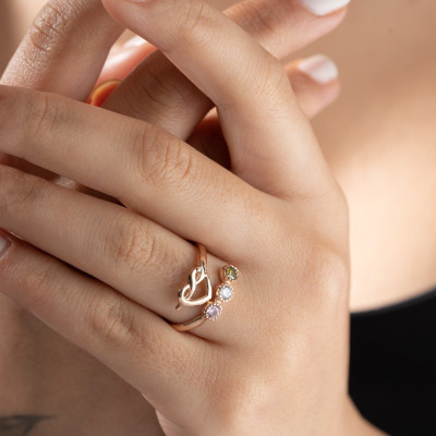 December Birthstone Stacker Ring - Rose Gold Citrine Love Knot Heart Ring Infinity Knot